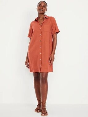NWT old navy linen blend shirt dress